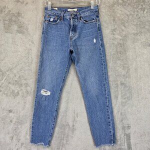 Levi's Jeans Womens 26 Blue Wedgie High Rise Button Fly Distressed 22861-0081